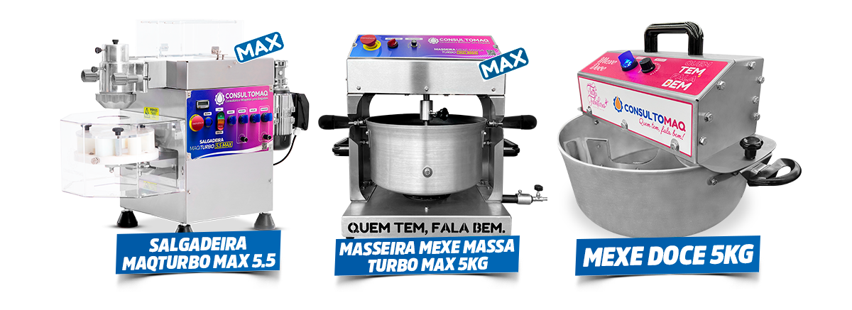 Máquinas de salgados e doces da Consultomaq