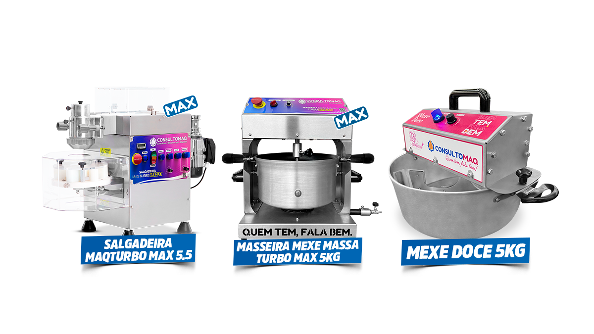 Máquinas de salgados e doces da Consultomaq